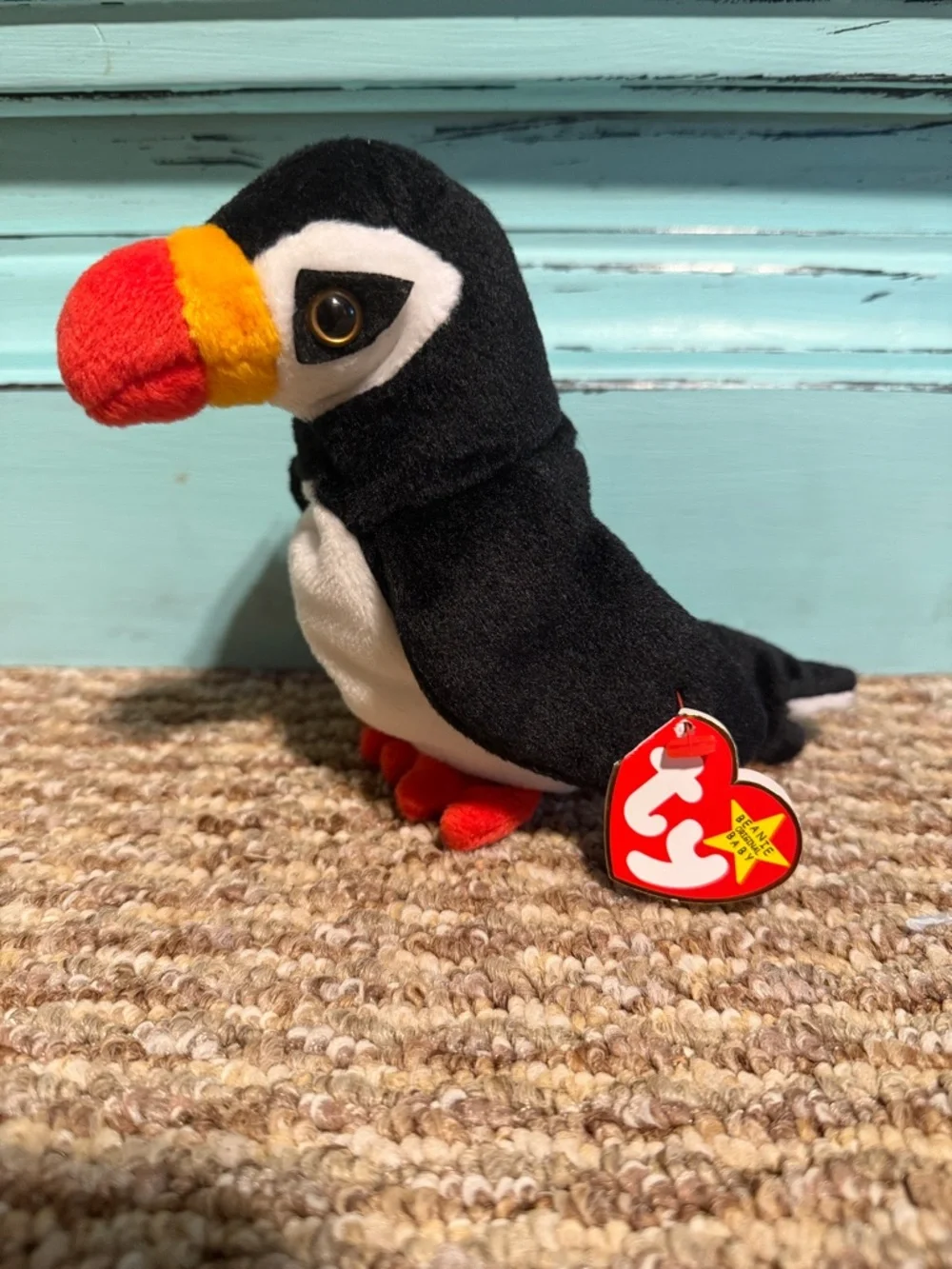 RARE Ty Puffin Plush - Black, White, Orange & Red Beak Errors on tag - Picture 2 of 4